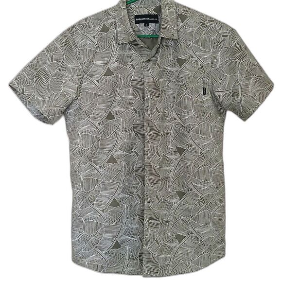 Molokai Surf Shirt Men Medium Short Sleeve Collar Button Up Green Leaf NWOT - Picture 1 of 10